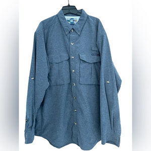 ExOfficio‎ Adventure Travel Men’s Air Strip Travel Shirt LS Button Down XL Grey